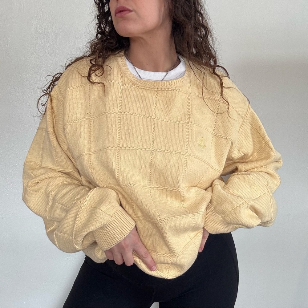 Izod Cotton Yellow Knit Sweater